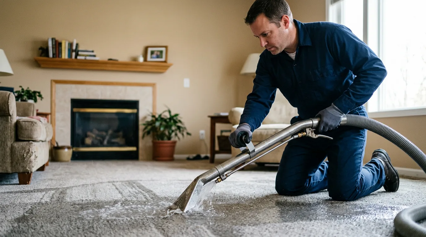 Water damage restoration technician working near Lomax, IL